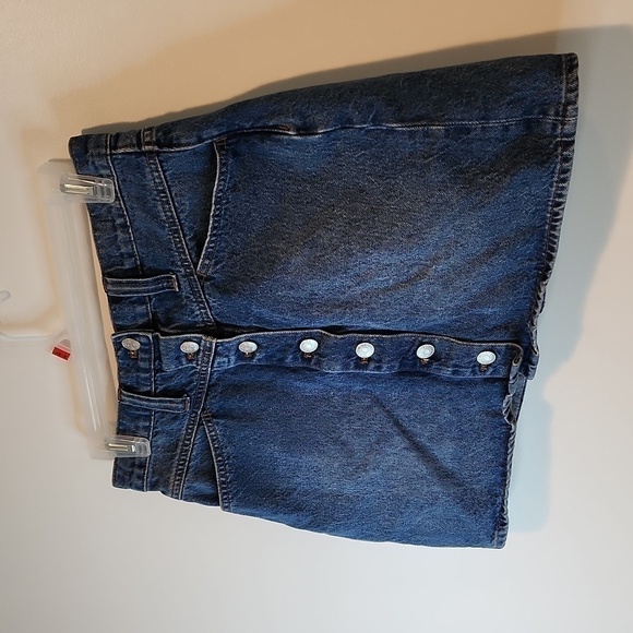 Madewell Stretch Denim A-Line Skirt Button Up Women's Sz 27 EUC NICE! - Picture 3 of 10